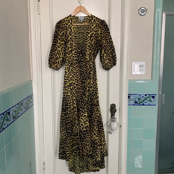 GANNI - PRINTED COTTON POPLIN WRAP DRESS - Picture 3 of 6